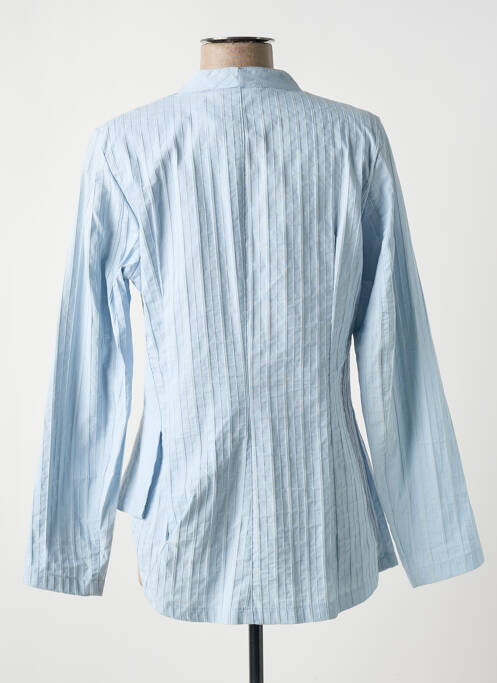 Chemisier tissage popeline manches longues bleu LAUREN VIDAL femme