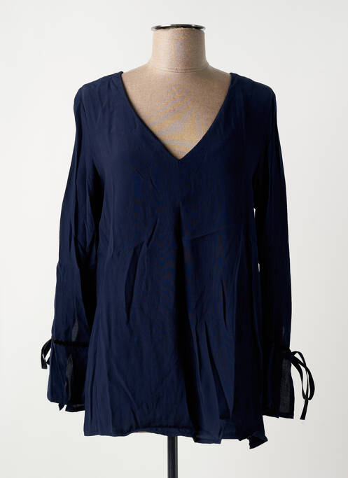 Tunique manches longues tissage crêpe bleu POUSSIERE D'ETOLE femme
