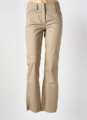 Pantalon flare fermeture zippée sous rabat boutonné taille haute marron POUSSIERE D'ETOLE femme
