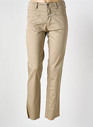 Pantalon slim tissage popeline taille haute marron POUSSIERE D'ETOLE femme