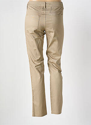 Pantalon slim tissage popeline taille haute marron POUSSIERE D'ETOLE femme