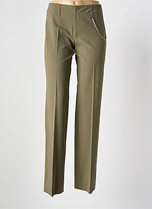 Pantalon droit taille à pinces taille haute vert VERTIGO femme