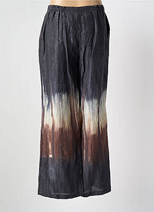 Pantalon large fermeture zippée sous rabat boutonné taille haute gris LAUREN VIDAL femme