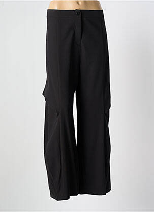 Pantalon large fermeture zippée sous rabat boutonné taille haute noir LAUREN VIDAL femme