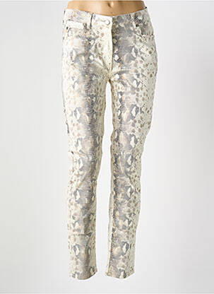 Pantalon slim tissage enduit taille normale beige LAUREN VIDAL femme