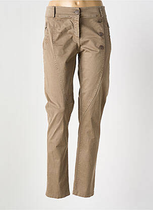 Pantalon chino tissage popeline taille normale marron LA FEE MARABOUTEE femme