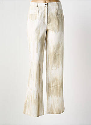 Pantalon large fermeture zippée sous rabat boutonné taille haute beige ROSA ROSAM femme