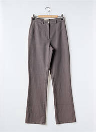 Pantalon droit tissage popeline taille haute gris ROSA ROSAM femme
