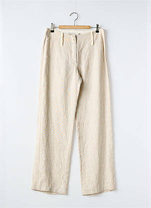 Pantalon droit taille à pinces taille haute beige COCO MENTHE femme