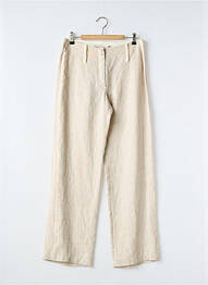 Pantalon droit taille à pinces taille haute beige COCO MENTHE femme