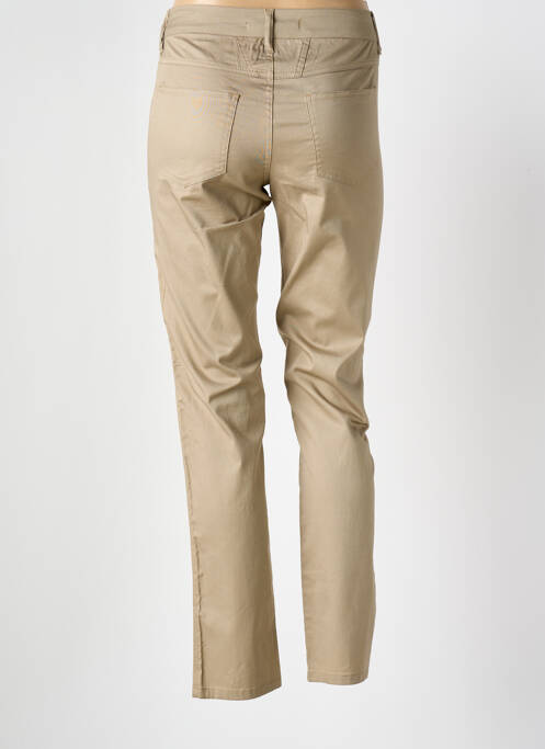 Pantalon slim tissage popeline taille haute marron POUSSIERE D'ETOLE femme
