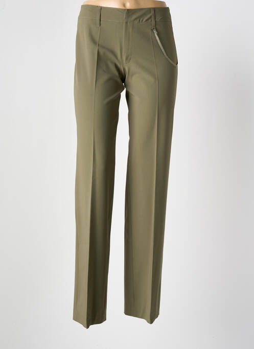 Pantalon droit taille à pinces taille haute vert VERTIGO femme
