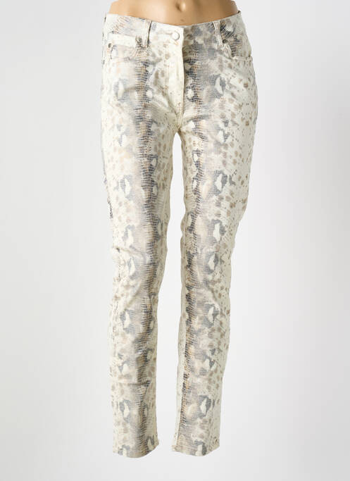 Pantalon slim tissage enduit taille normale beige LAUREN VIDAL femme