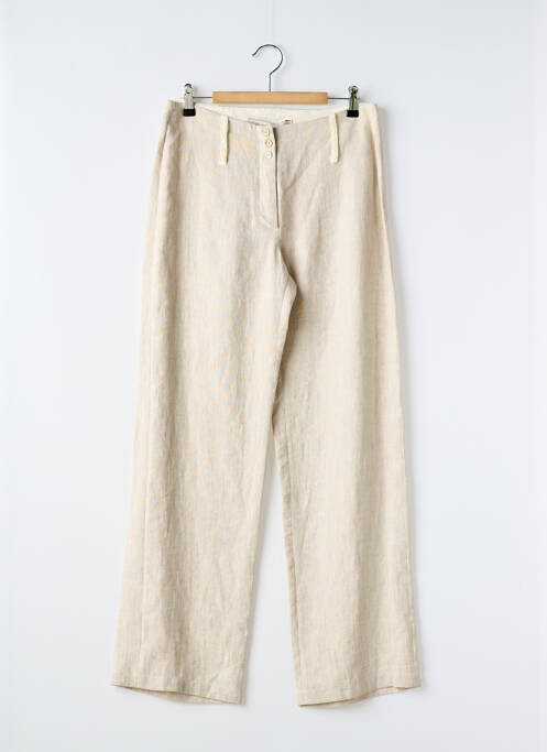 Pantalon droit taille à pinces taille haute beige COCO MENTHE femme