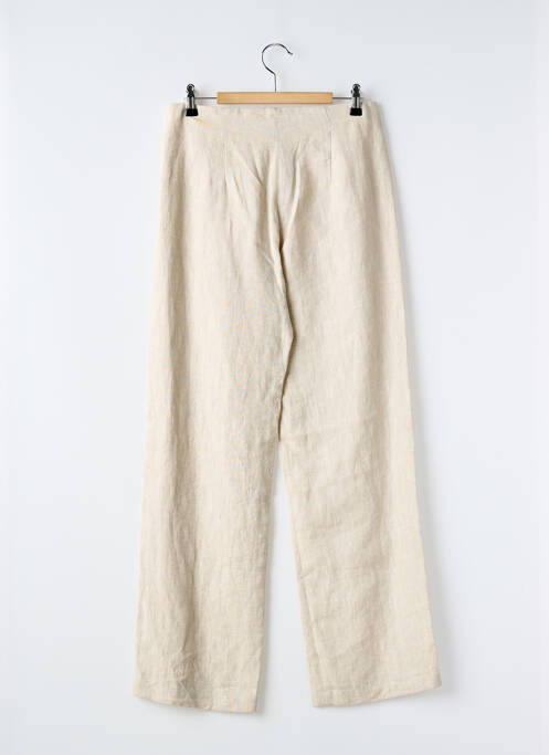 Pantalon droit taille à pinces taille haute beige COCO MENTHE femme