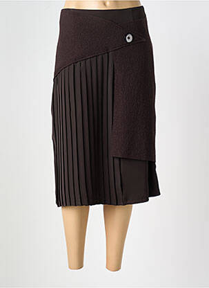 Jupe mi-longue taille à pinces marron LA FEE MARABOUTEE femme