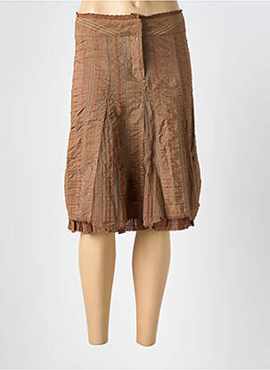 Jupe mi-longue coupe évasée marron AP femme