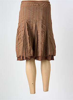 Jupe mi-longue coupe évasée marron AP femme