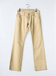 Jeans coupe droite effet usé taille basse beige E&L femme