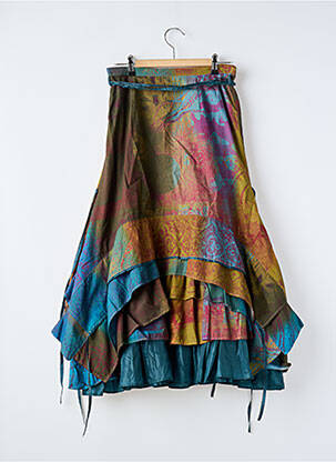 Jupe longue imprimé fantaisie bleu BAI AMOUR femme