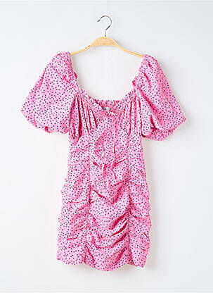 Robe courte manches courtes manches courtes rose LOAVIES femme