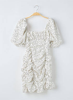 Robe courte manches courtes manches courtes blanc LOAVIES femme