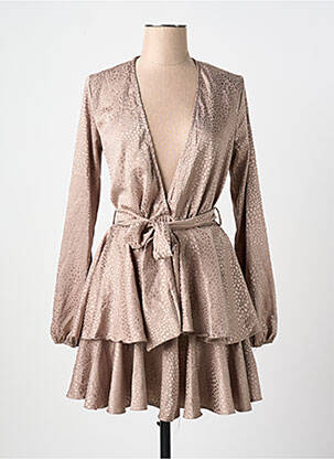 Robe mi-longue manches longues manches longues marron ZACK femme