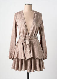 Robe mi-longue manches longues manches longues marron ZACK femme