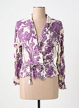 Top tissage crêpe manches longues violet H&M femme