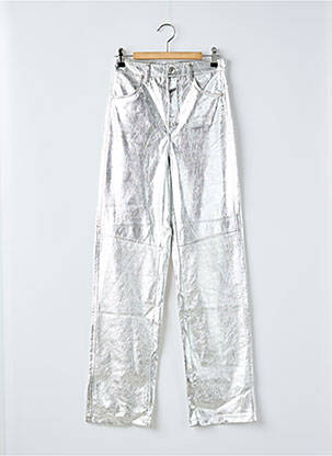 Pantalon slim argent BERSHKA pour femme