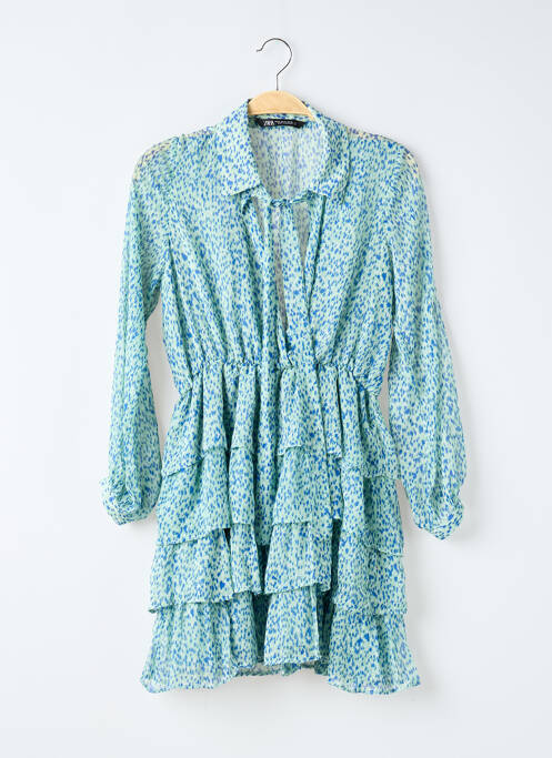 Robe courte manches longues manches longues vert ZARA femme