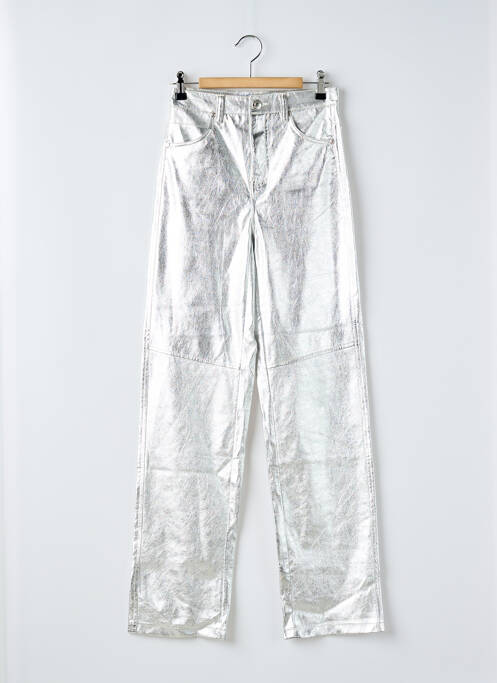 Pantalon slim argent BERSHKA pour femme
