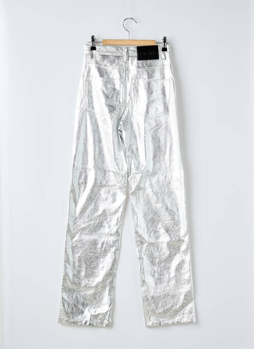 Pantalon slim argent BERSHKA pour femme