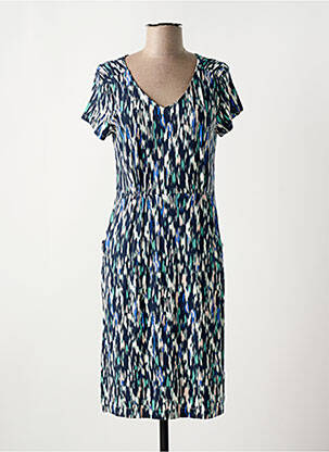 Robe mi-longue imprimé fantaisie manches courtes bleu WHITE STUFF femme