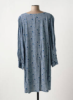 Robe mi-longue imprimé fleurs manches longues bleu DES PETITS HAUTS femme