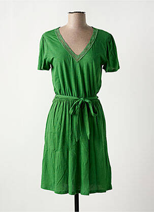 Robe mi-longue manches courtes manches courtes vert DES PETITS HAUTS femme
