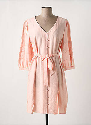 Robe mi-longue manches 3/4 manches 3/4 rose DES PETITS HAUTS femme