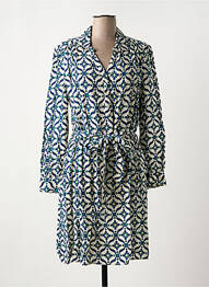 Robe mi-longue imprimé fleurs manches longues bleu LA PETITE ETOILE femme