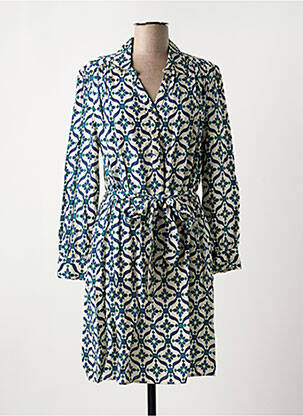 Robe mi-longue imprimé fleurs manches longues bleu LA PETITE ETOILE femme