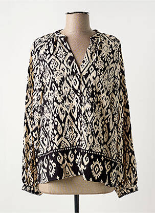 Chemisier tissage crêpe manches longues noir LA PETITE ETOILE femme