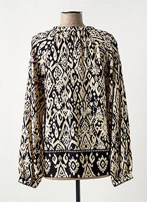 Chemisier tissage crêpe manches longues noir LA PETITE ETOILE femme
