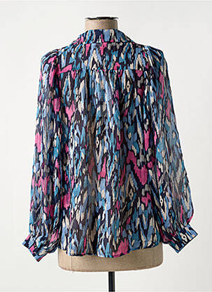 Chemisier tissage crêpe manches longues bleu GRACE & MILA femme