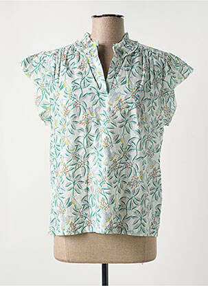 Blouse légère et transparente manches courtes vert DES PETITS HAUTS femme