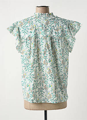 Blouse légère et transparente manches courtes vert DES PETITS HAUTS femme