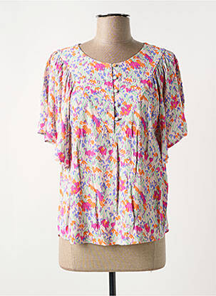 Blouse imprimé fleurs manches courtes rose DES PETITS HAUTS femme