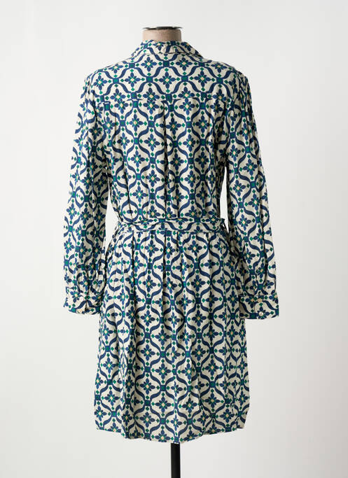 Robe mi-longue imprimé fleurs manches longues bleu LA PETITE ETOILE femme