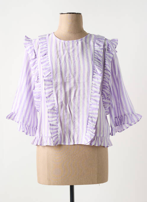 Blouse légère et transparente manches 3/4 violet YERSE femme