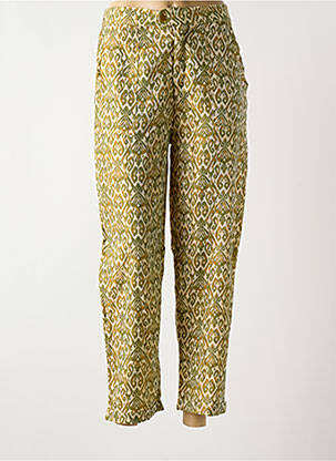 Pantalon droit tissage crêpe taille haute vert LA PETITE ETOILE femme