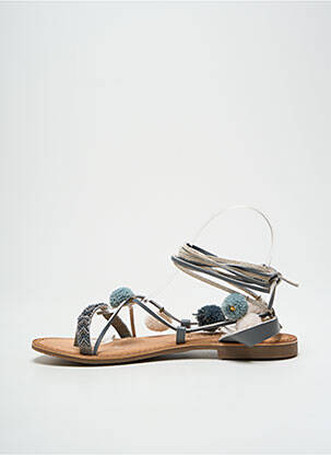 Tongs fermeture lacets talon plat jusqu'à 3cm gris MOLLY BRACKEN femme