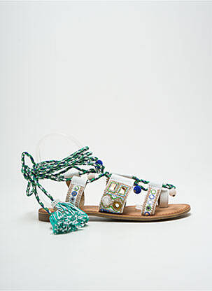 Tongs fermeture lacets talon plat jusqu'à 3cm vert MOLLY BRACKEN femme